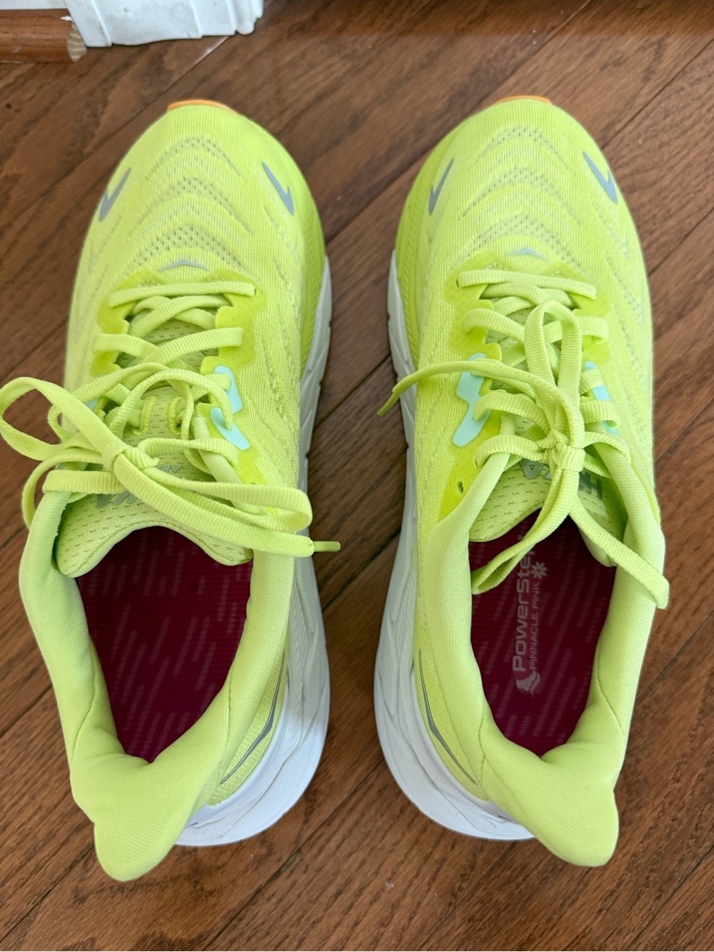 Women’s Hoka Arahi 6 Neon Yellow Athletic Running Shoes with Orange Accents - Picture 9 of 9